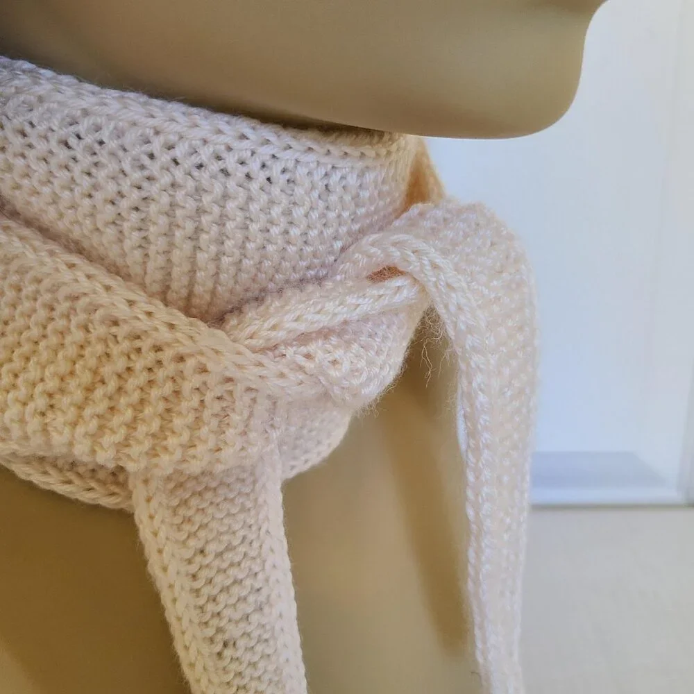 Sophie Scarf Knit Handmade Neck Warmer Creme Wool Acrylic Blend